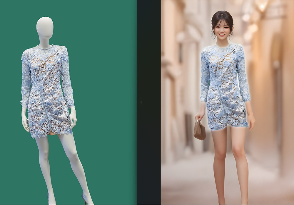 人台图换真人模特，电商模特换装