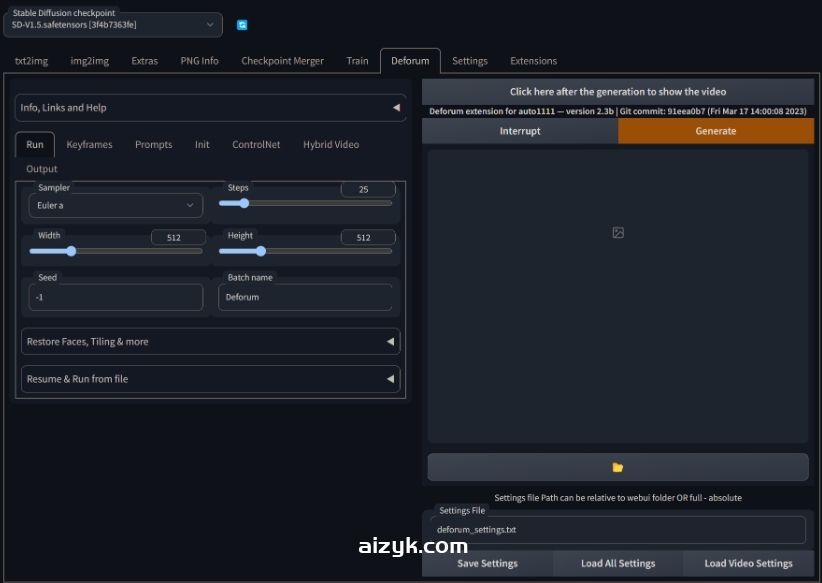 【webui插件】Deforum文生视频插件