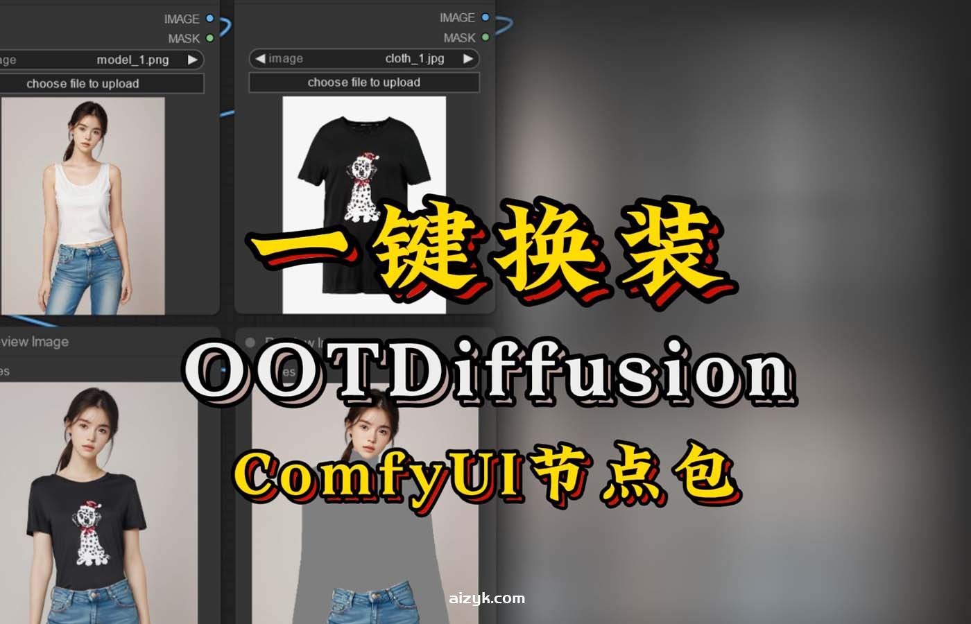 【ComfyUI节点】ComfyUI-OOTDiffusion只需三步一件换衣|电商模特换装